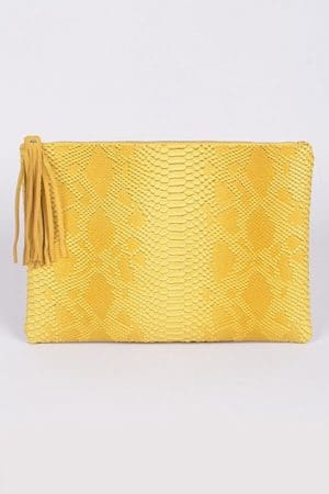 Oversized Faux Snakeskin Clutch